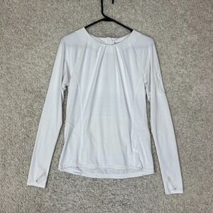 Athleta Stinson Zip Back Yoga Fitness Top Womens Medium White Work Out Gym Run